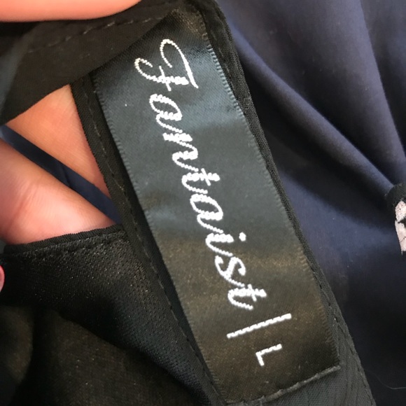 LBD - High neck chiffon and lace dress - Picture 6 of 6